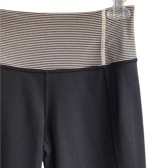 Lululemon Gather and Crow Crops Capris Leggings Size 4 Black Tonka Stripe Cashew - Picture 11 of 15